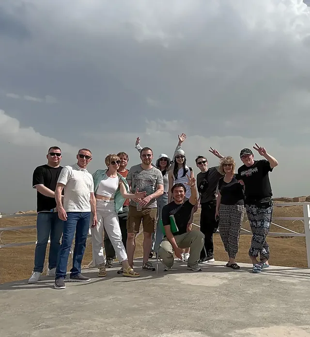 A group of our travelers on a tour in Turkmenistan
